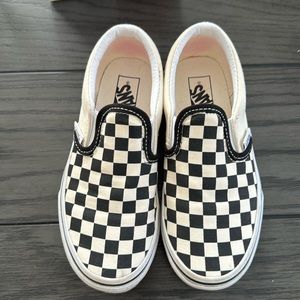 VANS Classic Slip-On Checkerboad Black/Wht GUC size 13.5 Little Girl
